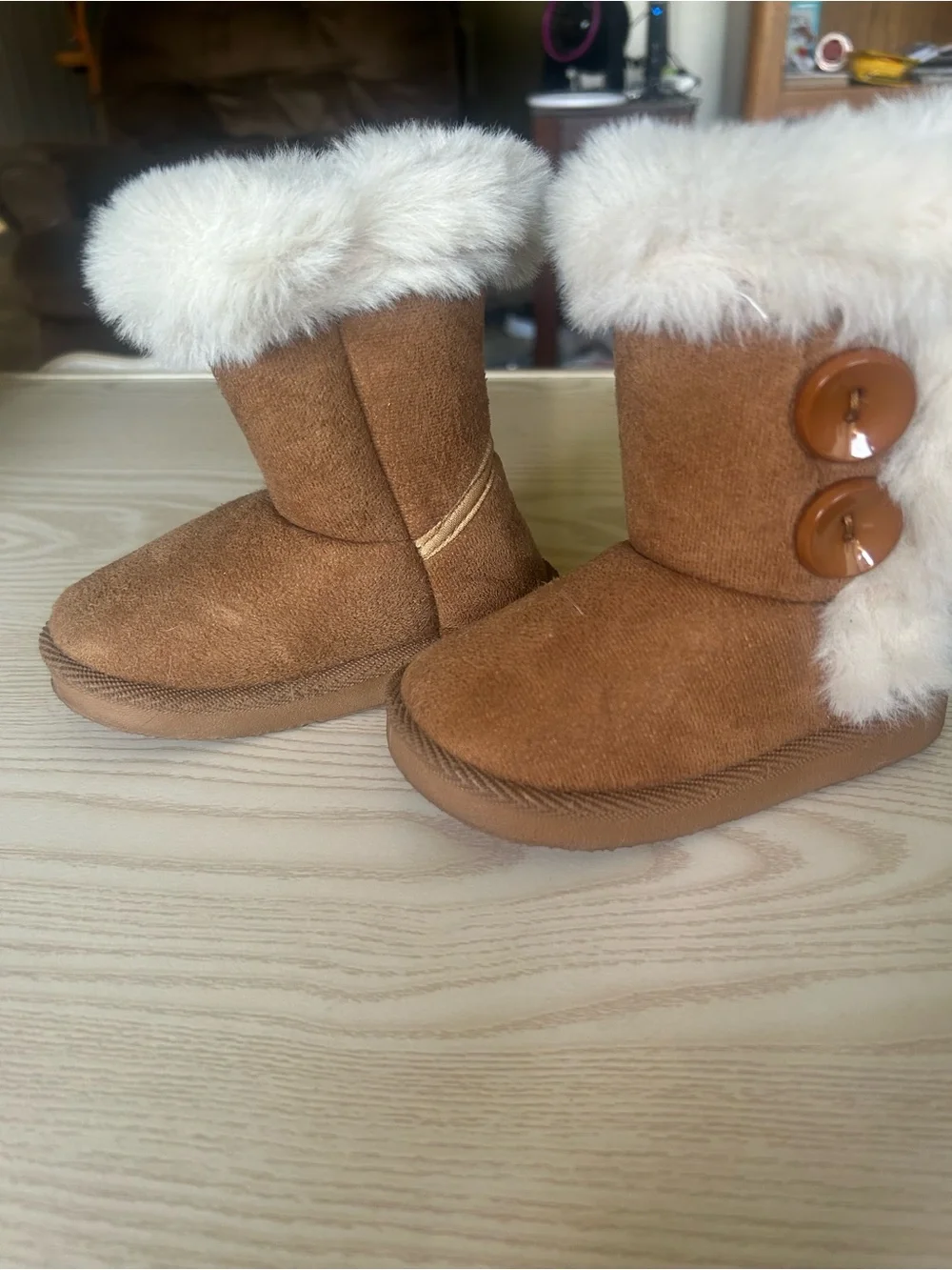 Kids Faux Fur Lined Winter Boots - Chestnut
